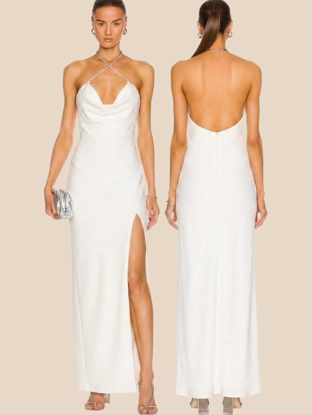 NICHOLAS THE LABEL Melia Ivory Cowl Neck Formal Gown - Size 4